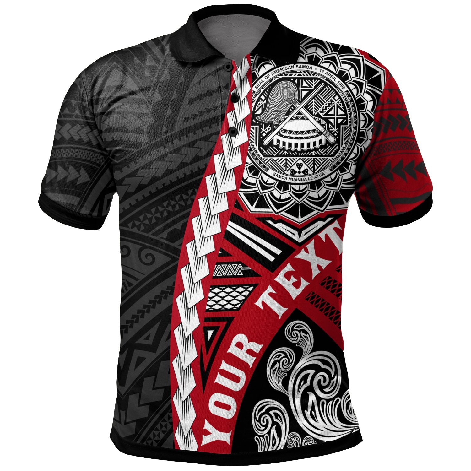 American Samoa Polynesian Custom Polo Shirt Wave Tattoo Unisex Black - Polynesian Pride