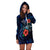 Kosrae Polynesian Hoodie Dress - Blue Turtle Hibiscus - Polynesian Pride