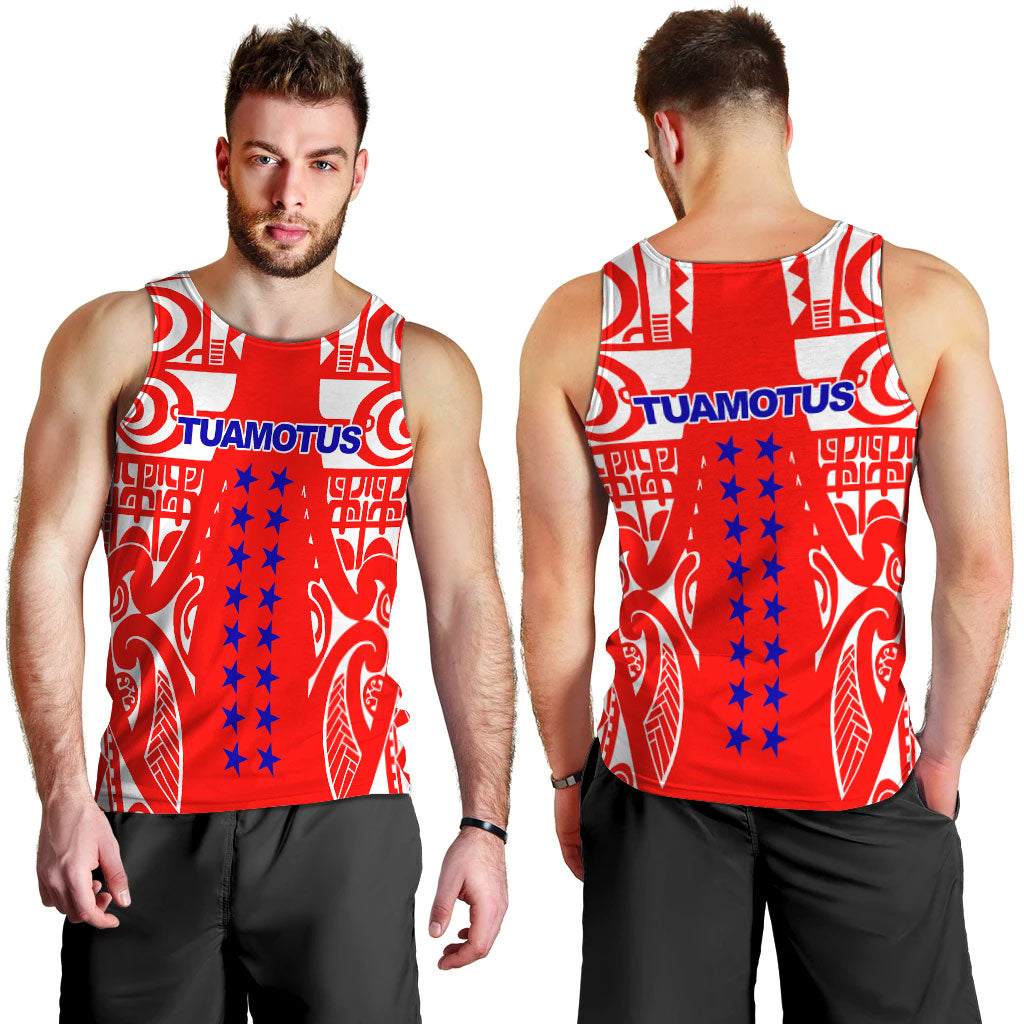 Tuamotu Archipelago Tribal Tattoo Men Tank Top - LT12 Red - Polynesian Pride