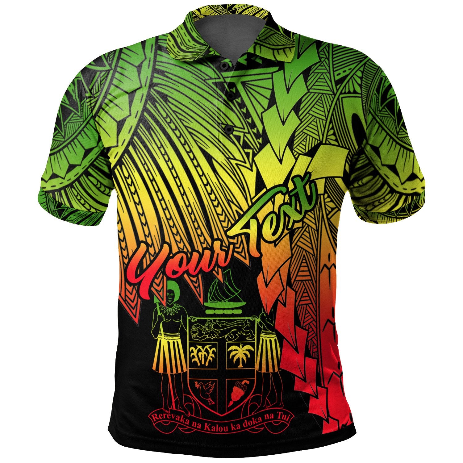 Fiji Polynesian Custom Polo Tribal Wave Tattoo Reggae Unisex Reggae - Polynesian Pride