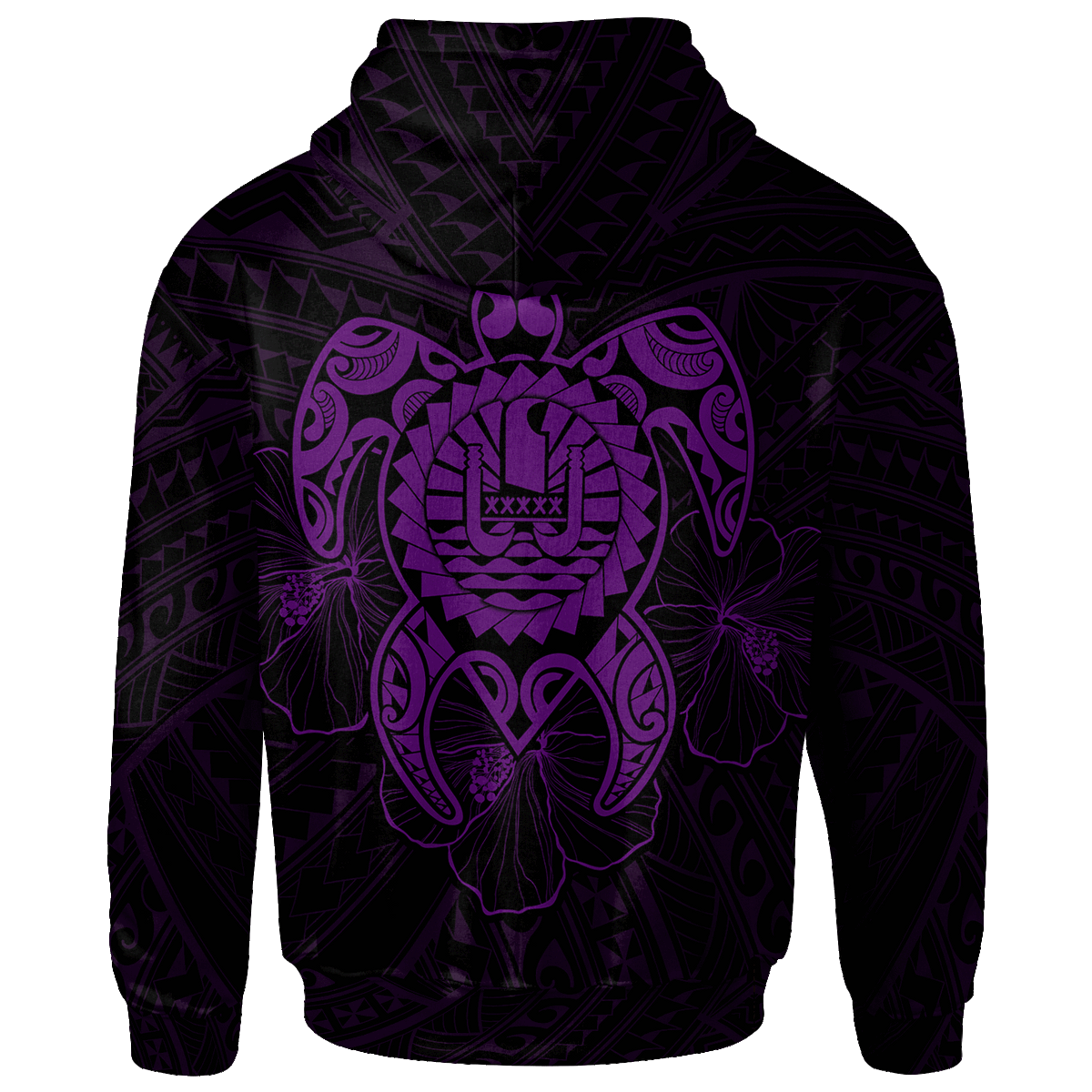 Tahiti Polynesian Hoodie Vintage Polynesian Turtle (Purple) - Polynesian Pride