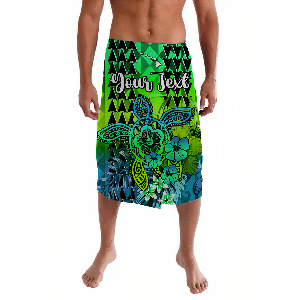 Custom Hawaii Flowers Lavalava Green Tribal Pattern Hawaiian LT13 Green - Polynesian Pride