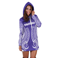 (Custom Personalised) Cook Islands Rarotonga Hoodie Dress - Purple Tribal Pattern - LT12 - Polynesian Pride