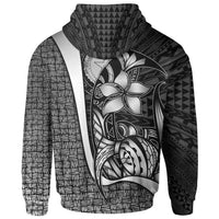 Northern Mariana Islands Polynesian Zip up Hoodie White Turtle with Hook - Polynesian Pride