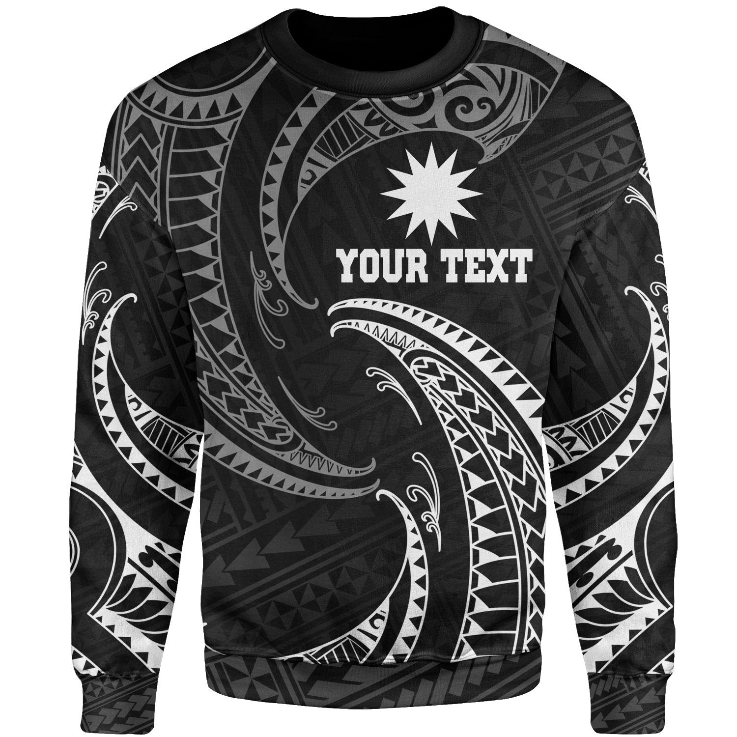 Nauru Polynesian Custom Personalised Sweater - White Tribal Wave Unisex White - Polynesian Pride