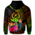 Vanuatu Polynesian Zip up Hoodie Hibiscus and Banana Leaves - Polynesian Pride