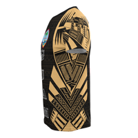 Guam T Shirt Guam Coat of Arms Polynesian Tattoo Gold Style - Polynesian Pride