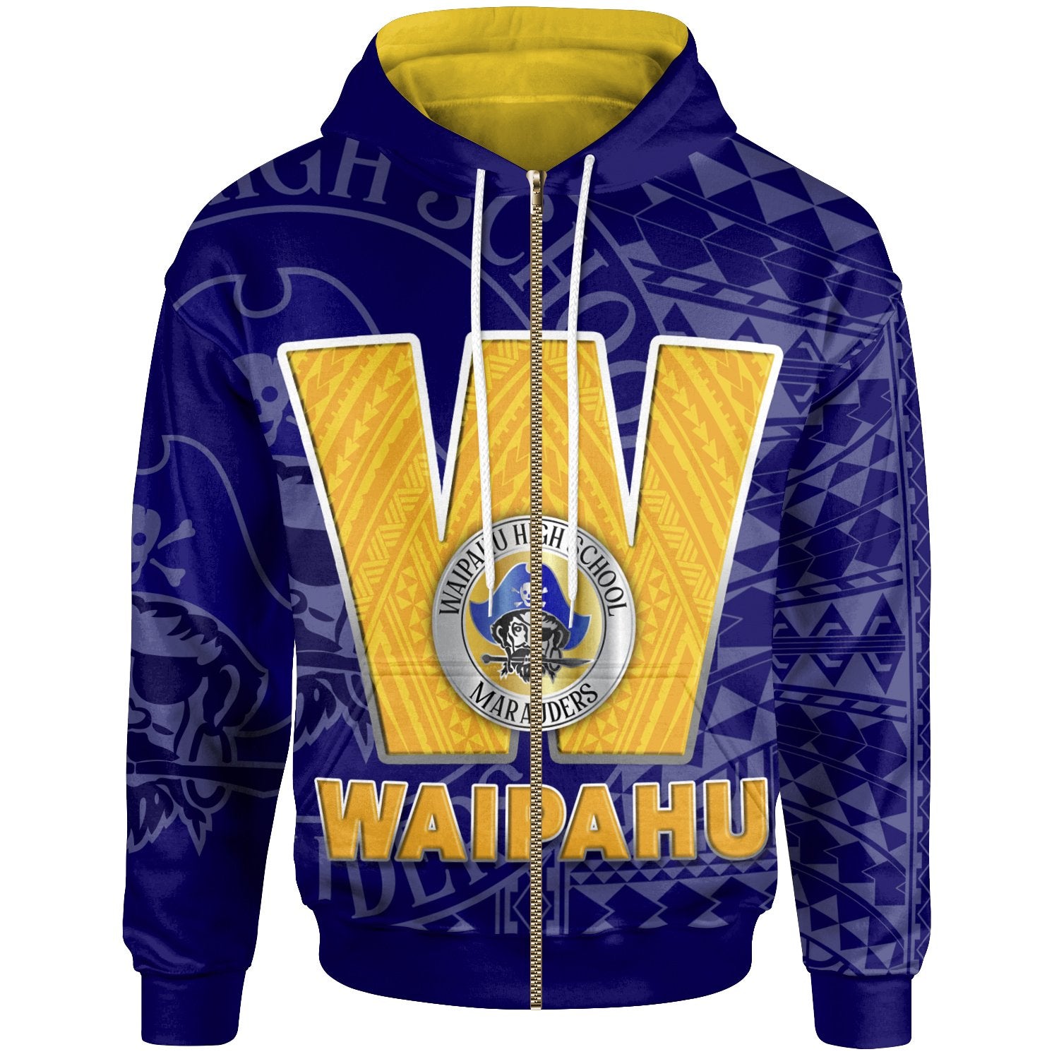 Hawaii Polynesian Zip up Hoodie Waipahu Unisex Blue - Polynesian Pride