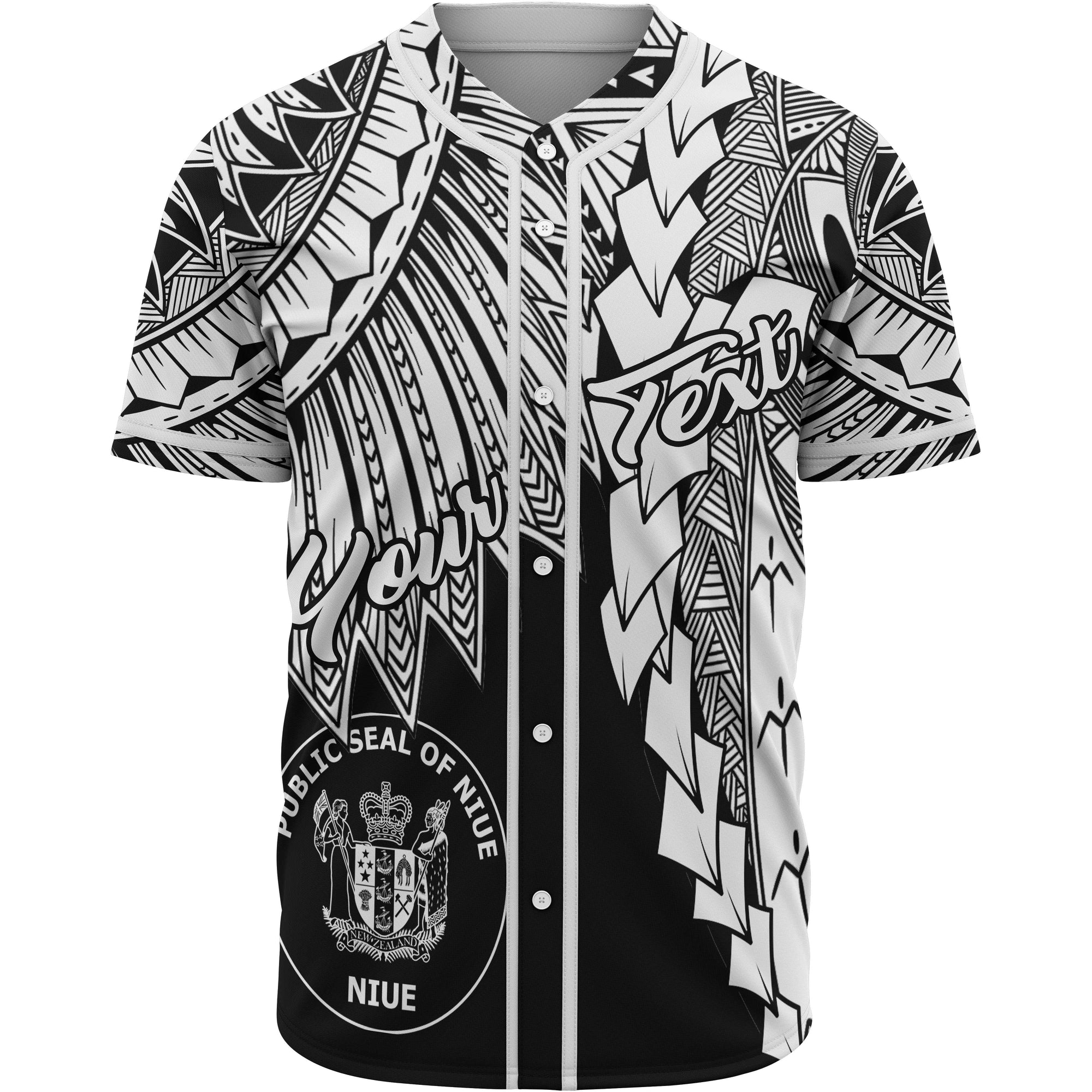 Niue Polynesian Custom Personalised Baseball Shirt - Tribal Wave Tattoo White Unisex White - Polynesian Pride