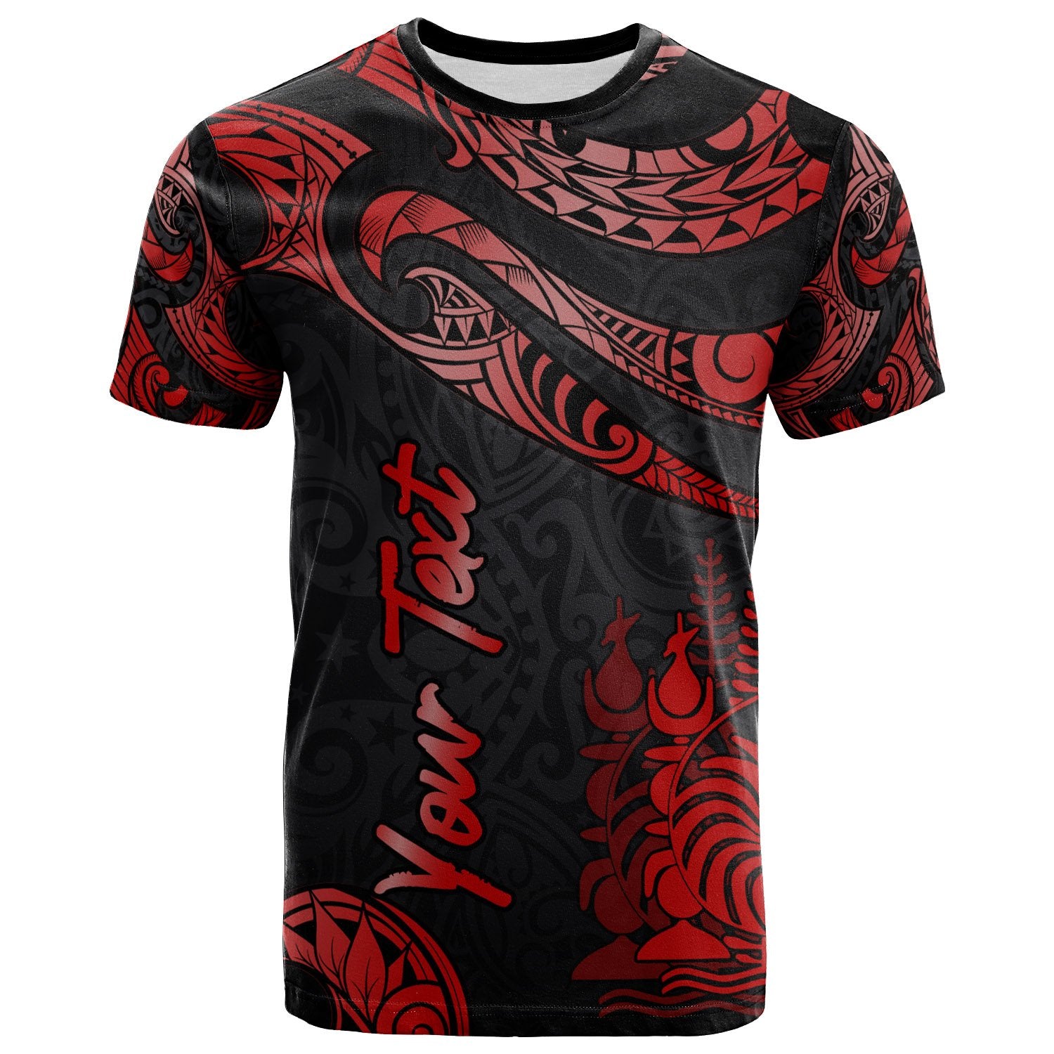 New Caledonia Polynesian Custom T Shirt Poly Tattoo Red Version Unisex Red - Polynesian Pride