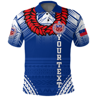 Custom Toa Samoa Rugby Ula Fala Art Polo Shirt LT12 Blue - Polynesian Pride