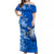 (Custom Personalised) Hawaii Off Shoulder Long Dress Polynesia Blue Sea Turtle Honu and Hibiscus LT13 Women Blue - Polynesian Pride