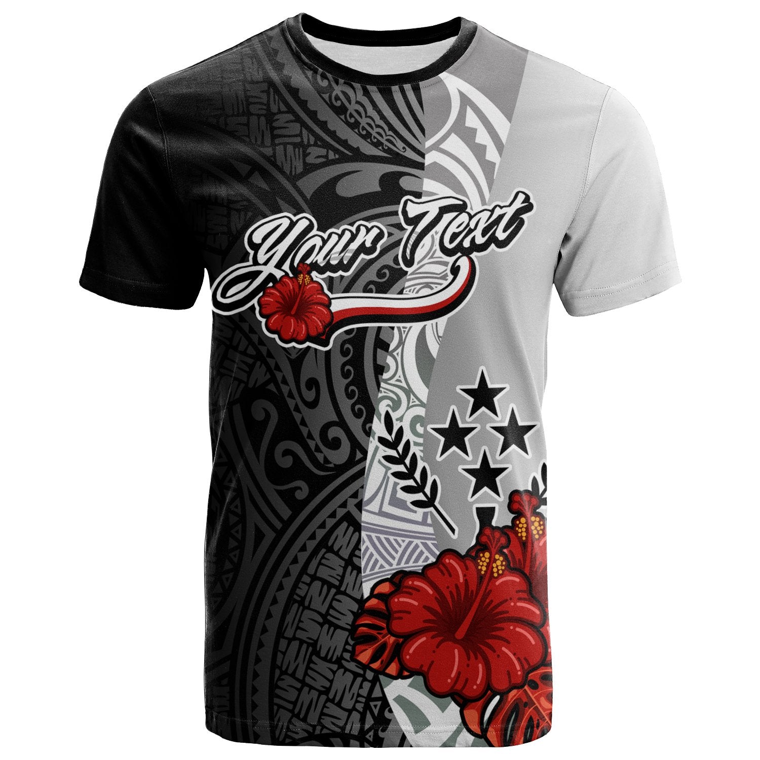 Kosrae Micronesia Custom T Shirt Coat Of Arm With Hibiscus White Unisex Art - Polynesian Pride