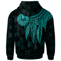Tahiti Zip up Hoodie Polynesian Wings (Turquoise) - Polynesian Pride