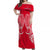 (Custom Personalised) Cook Islands Atiu Off Shoulder Long Dress - Tribal Pattern - LT12 Long Dress Red - Polynesian Pride