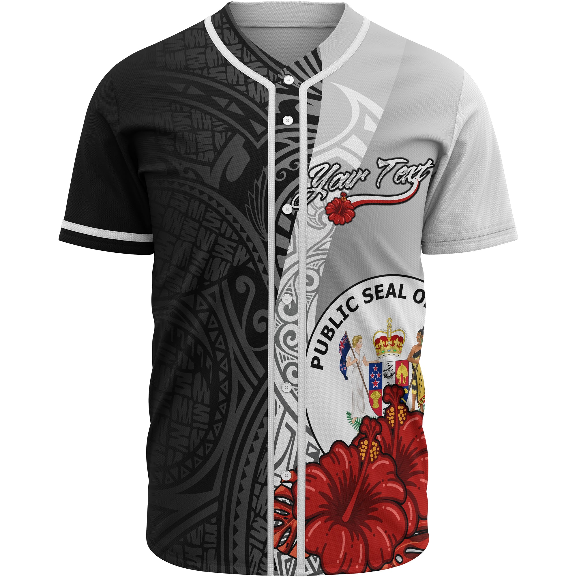 Niue Polynesian Custom Personalised Baseball Shirt - Coat Of Arm With Hibiscus White Unisex White - Polynesian Pride