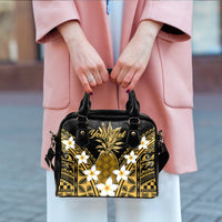 (Custom Personalised) Hawaii Shoulder Handbag - Pineapple With Plumeria Flowers - LT12 - Polynesian Pride