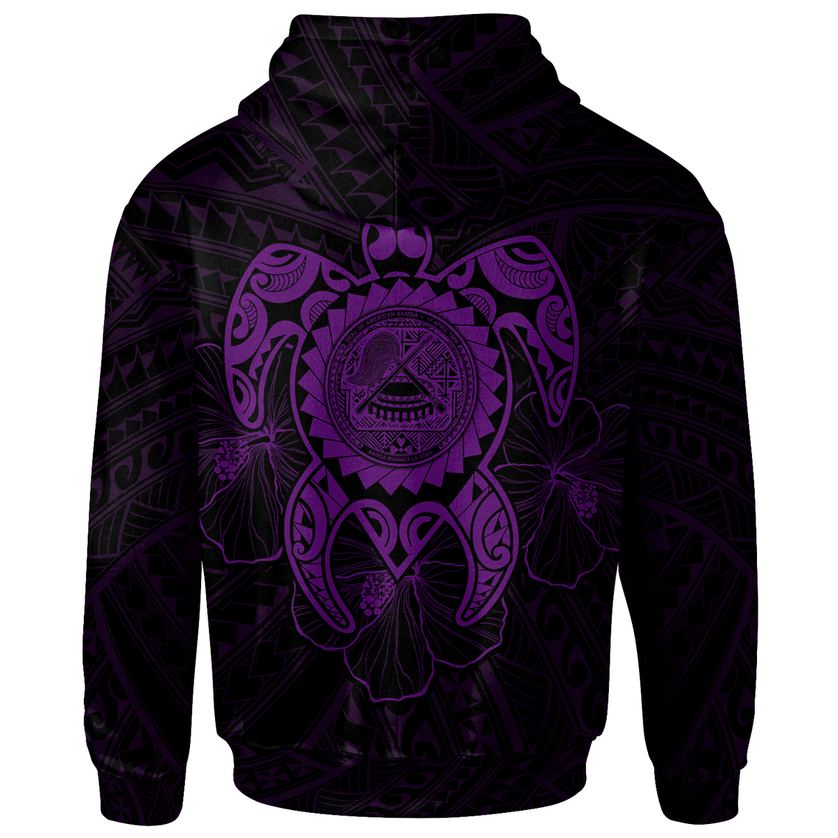 American Samoa Polynesian Hoodie Vintage Polynesian Turtle (Purple) - Polynesian Pride