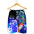 Fiji Men's Shorts - Humpback Whale with Tropical Flowers (Blue) - Polynesian Pride