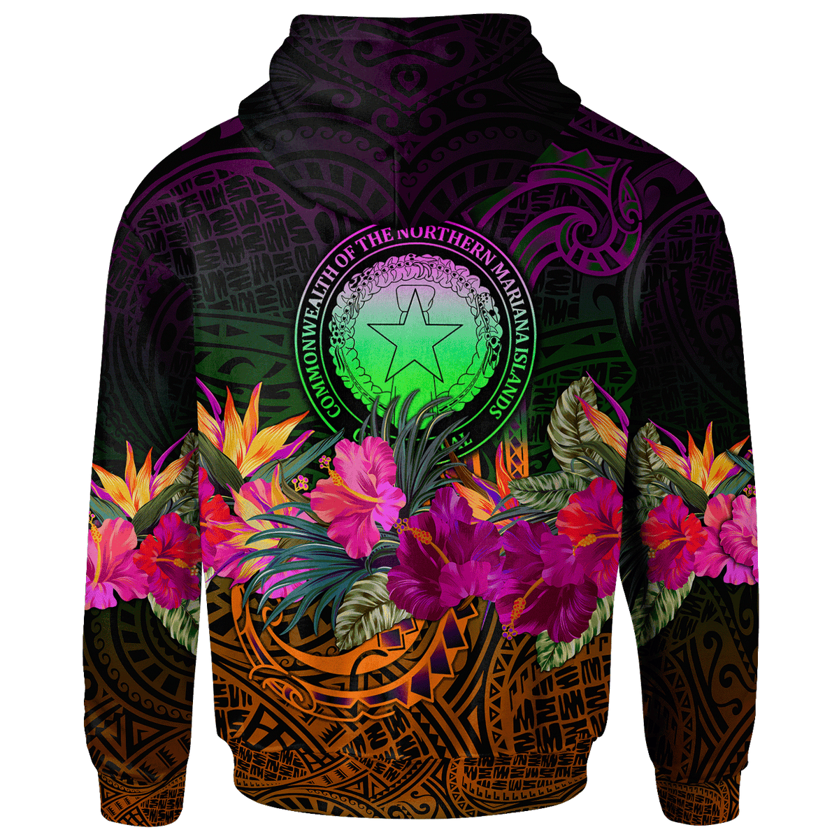 Northern Mariana Islands Polynesian Hoodie Summer Hibiscus - Polynesian Pride
