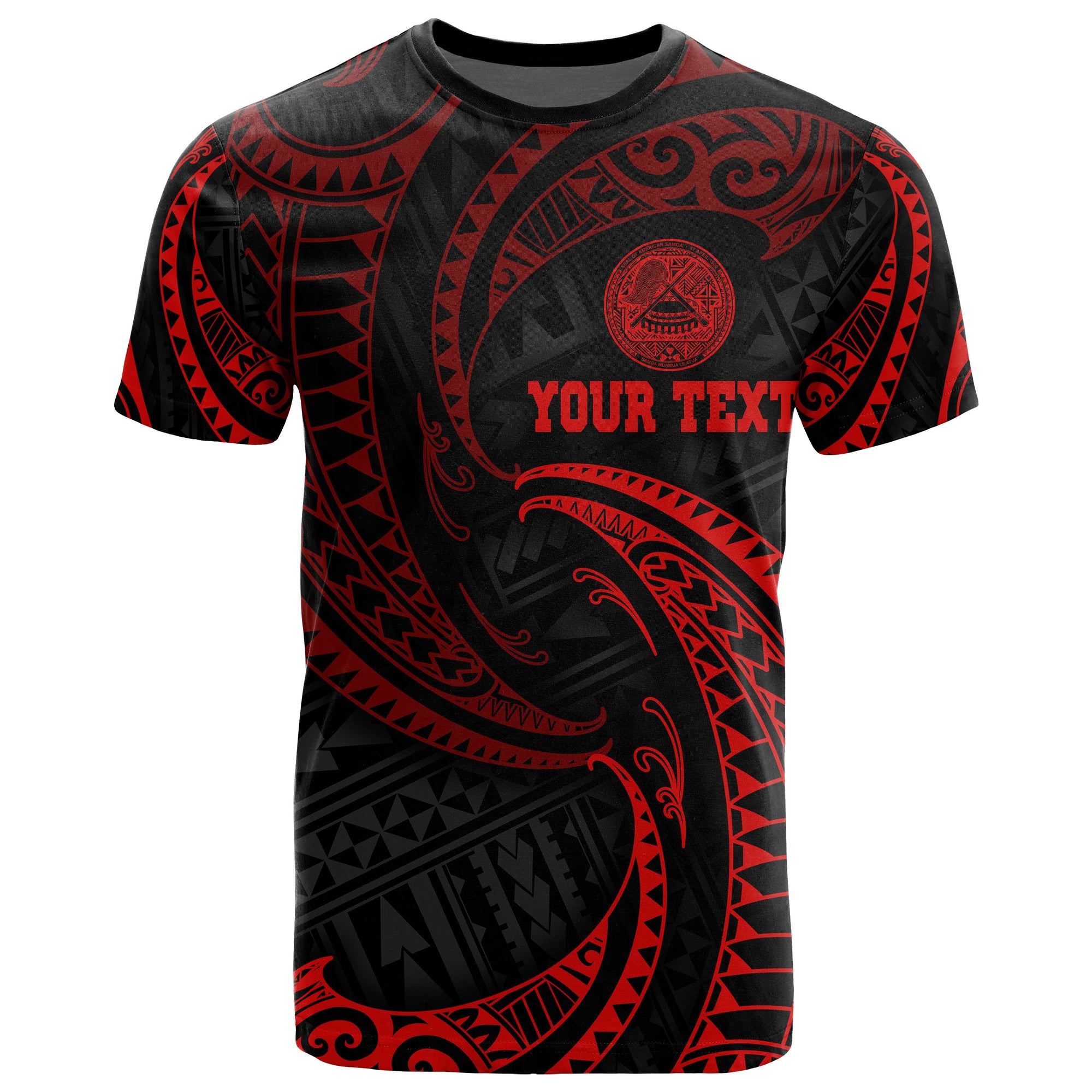 American Samoa Polynesian Custom T Shirt Red Tribal Wave Unisex Red - Polynesian Pride