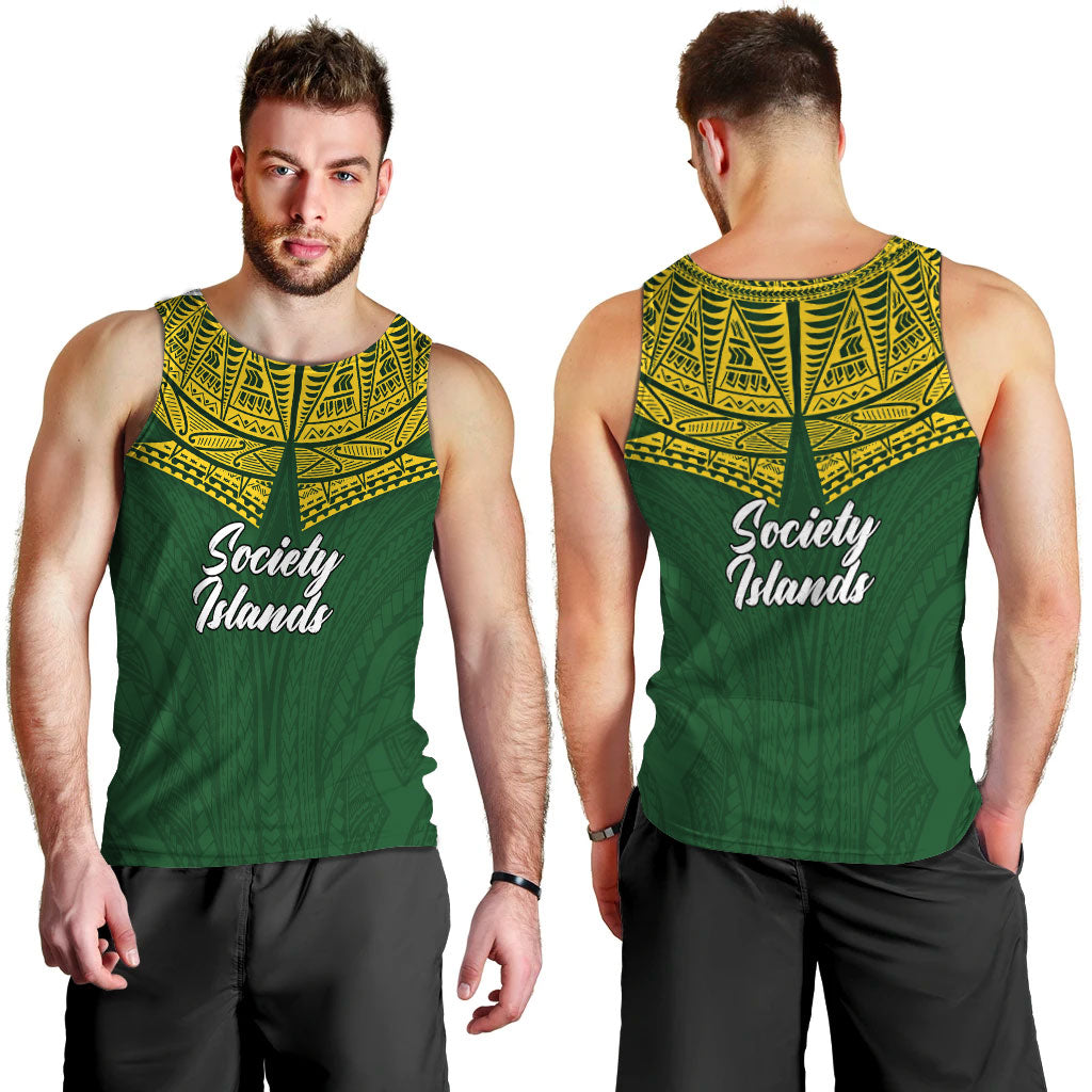 Society Islands Pride Men Tank Top - LT12 Green - Polynesian Pride