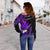 Hawaii Turtle With Plumeria Leaf Purple Women Off Shoulder Sweater - LT12 - Polynesian Pride