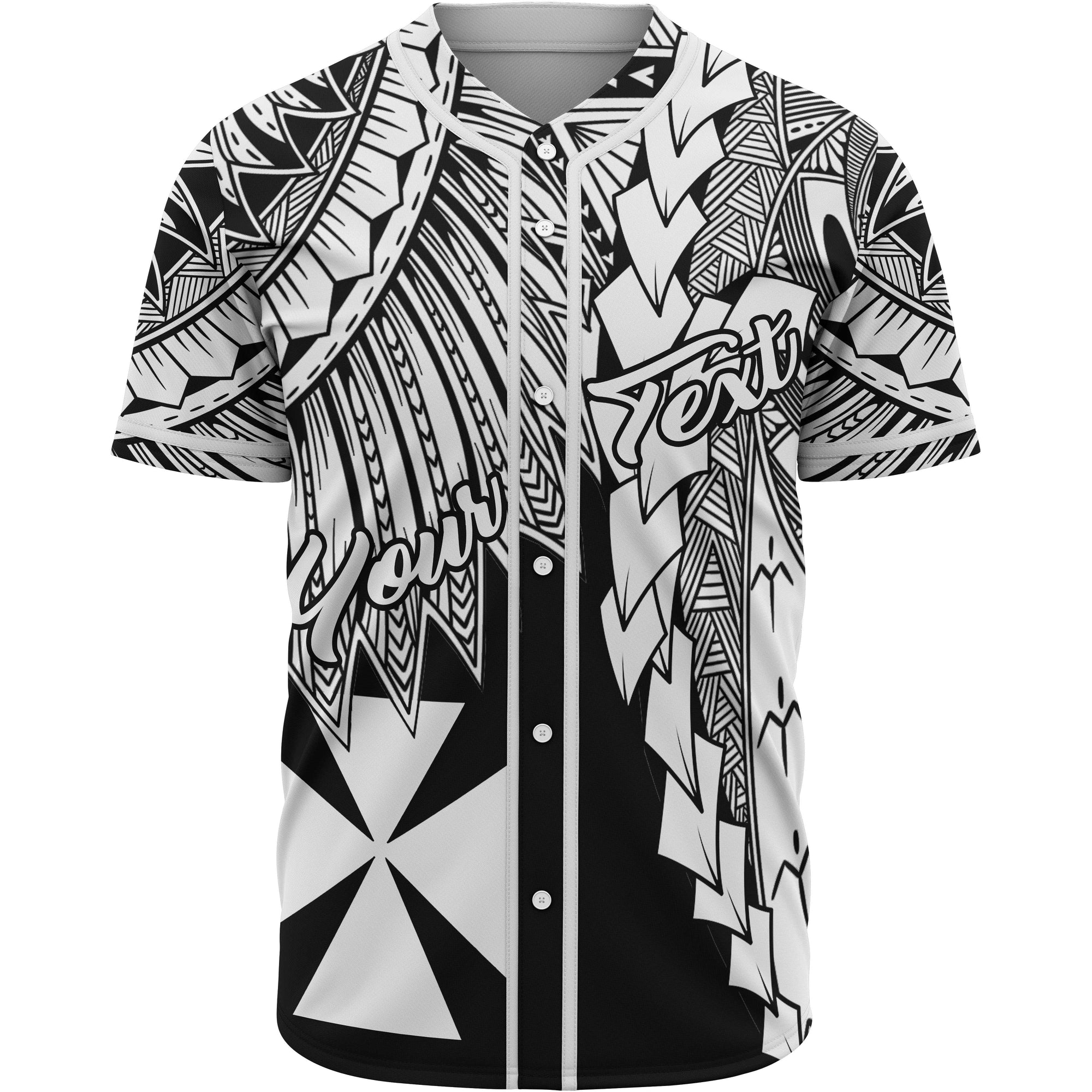 Wallis and Futuna Polynesian Custom Personalised Baseball Shirt - Tribal Wave Tattoo White Unisex White - Polynesian Pride