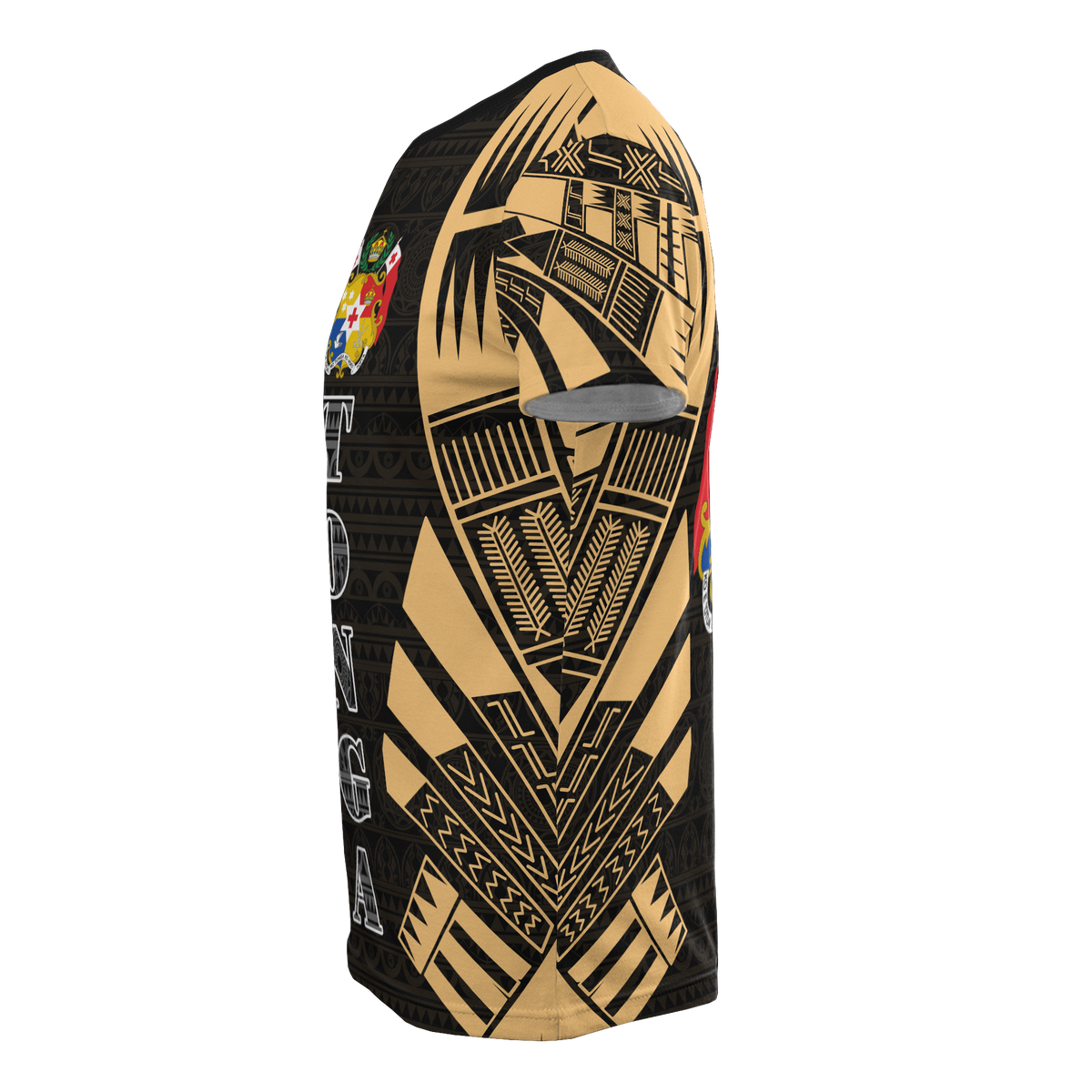 Tonga T Shirt Tonga Coat of Arms Polynesian Tattoo Gold Style - Polynesian Pride