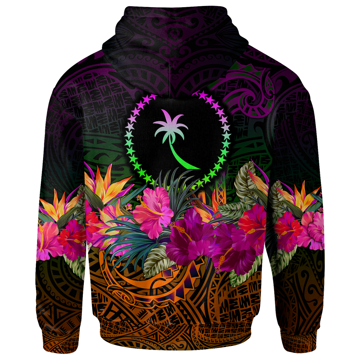 Chuuk Custom Zip up Hoodie Summer Hibiscus - Polynesian Pride