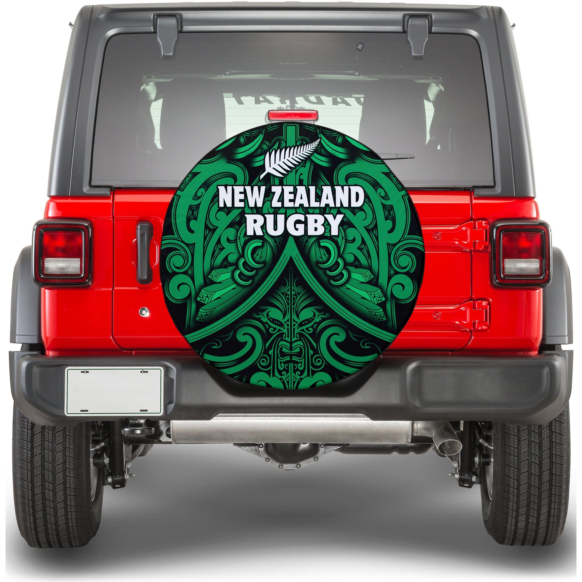 New Zealand Silver Fern Rugby Spare Tire Cover All Black Green NZ Maori Pattern LT13 Green - Polynesian Pride