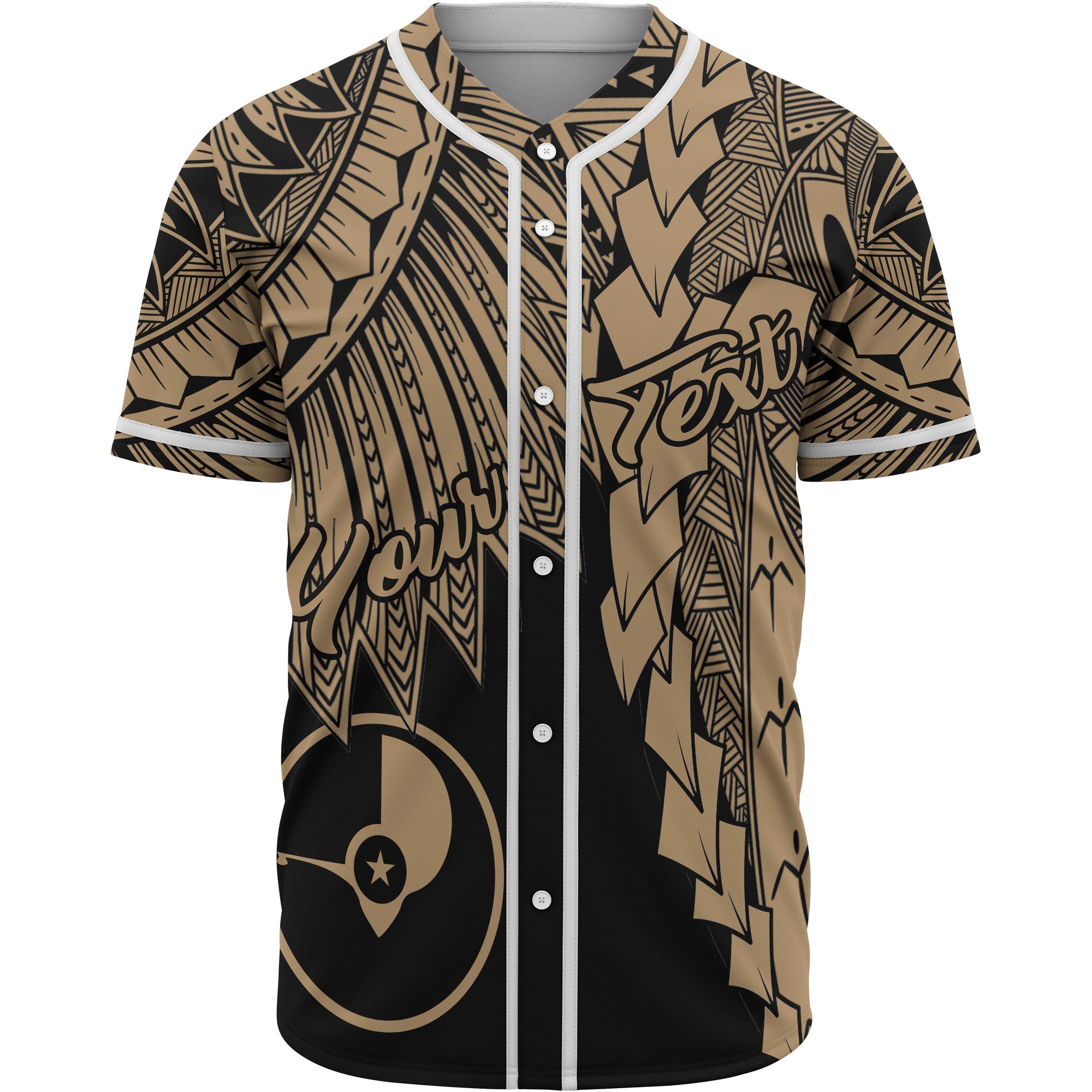 Yap Polynesian Custom Personalised Baseball Shirt - Tribal Wave Tattoo Gold Unisex Gold - Polynesian Pride