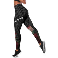 Chuuk Micronesia Women's Legging - Tropical Vintage Hibiscus Black - Polynesian Pride