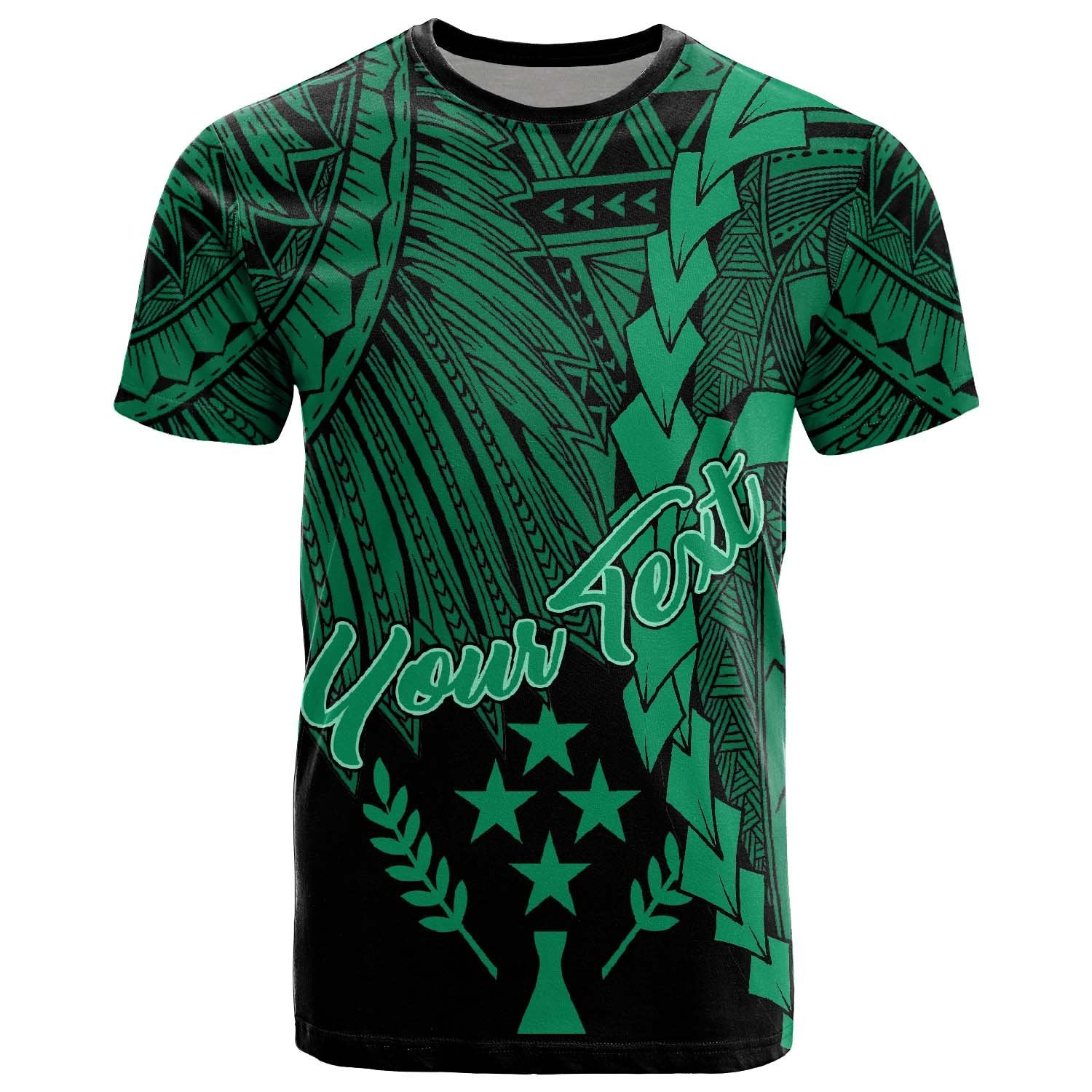 Kosrae Micronesia Custom T Shirt Tribal Wave Tattoo Green Unisex Green - Polynesian Pride