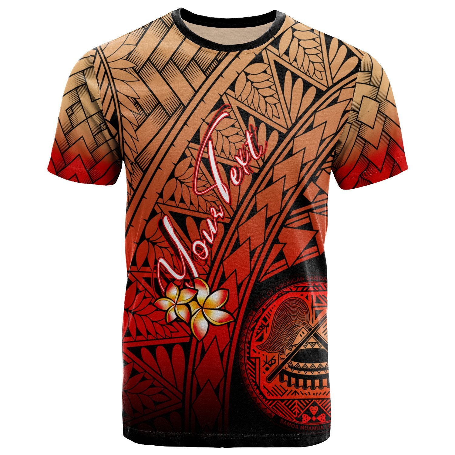 American Samoa Polynesian Custom T Shirt Plumeria Tattoo Tribal Unisex Red - Polynesian Pride