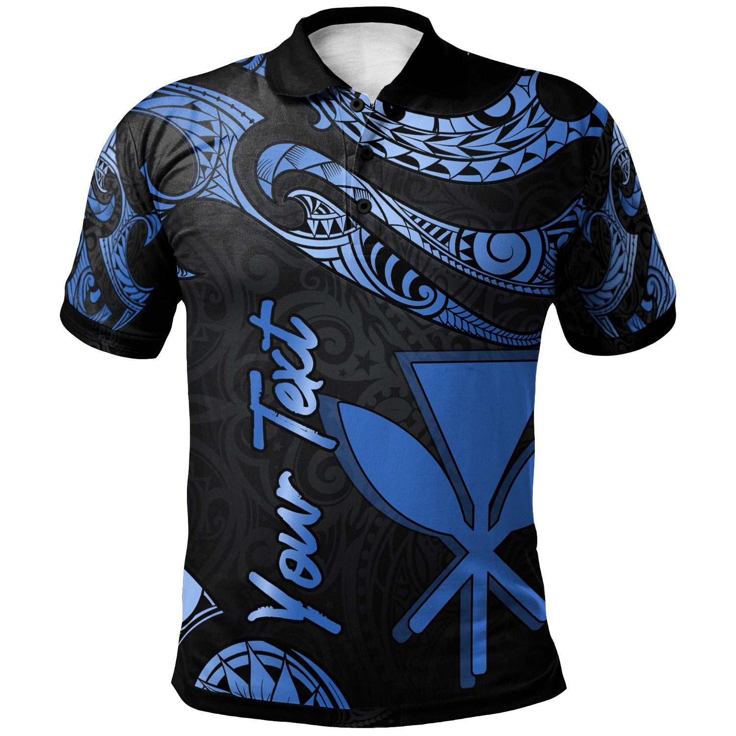 Hawaii Kanaka Maoli Custom Polo Shirt Polynesian Tattoo Blue Version Unisex Blue - Polynesian Pride