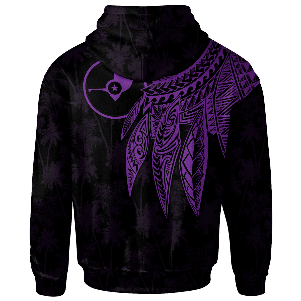 Yap Zip up Hoodie Polynesian Wings (Purple) - Polynesian Pride