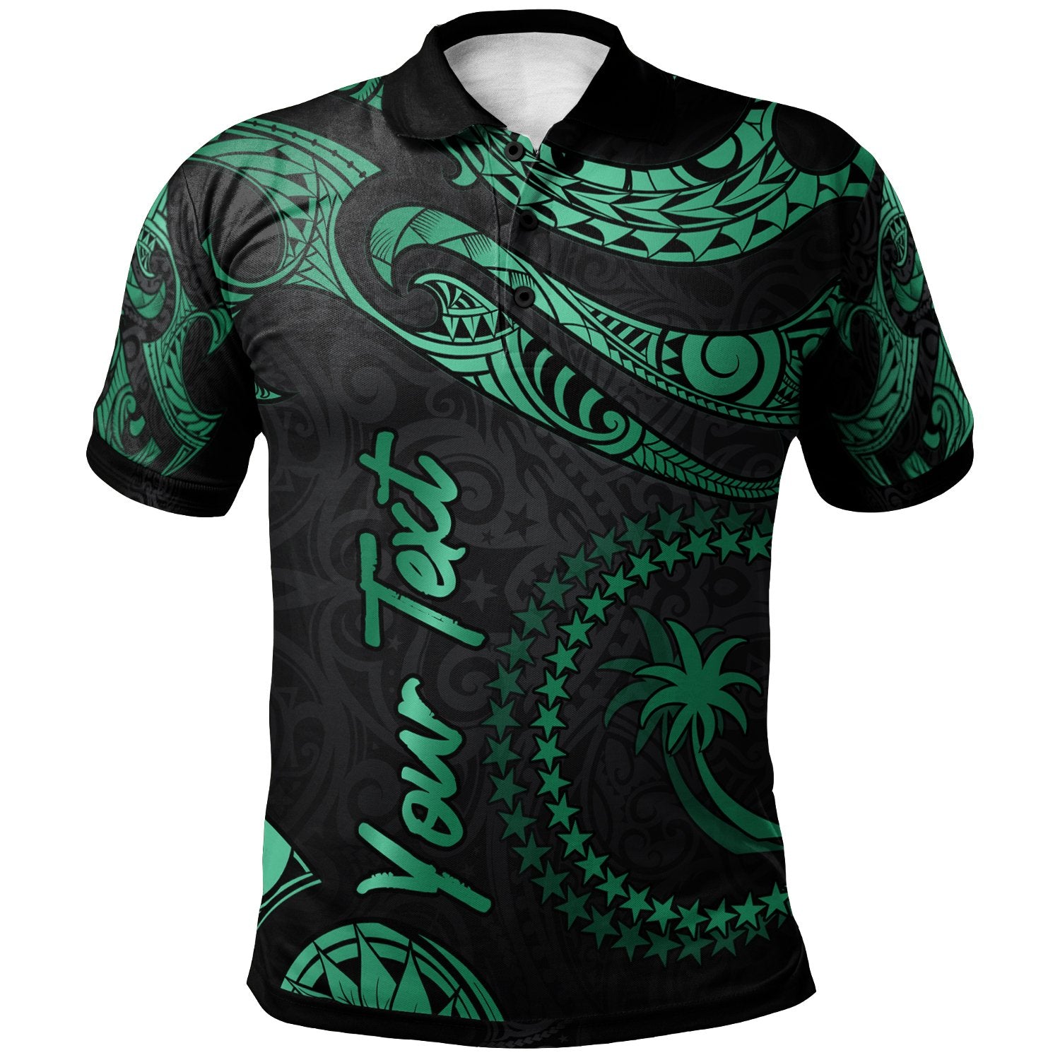 Chuuk Micronesia Custom Polo Shirt Polynesian Tattoo Green Version Unisex Green - Polynesian Pride