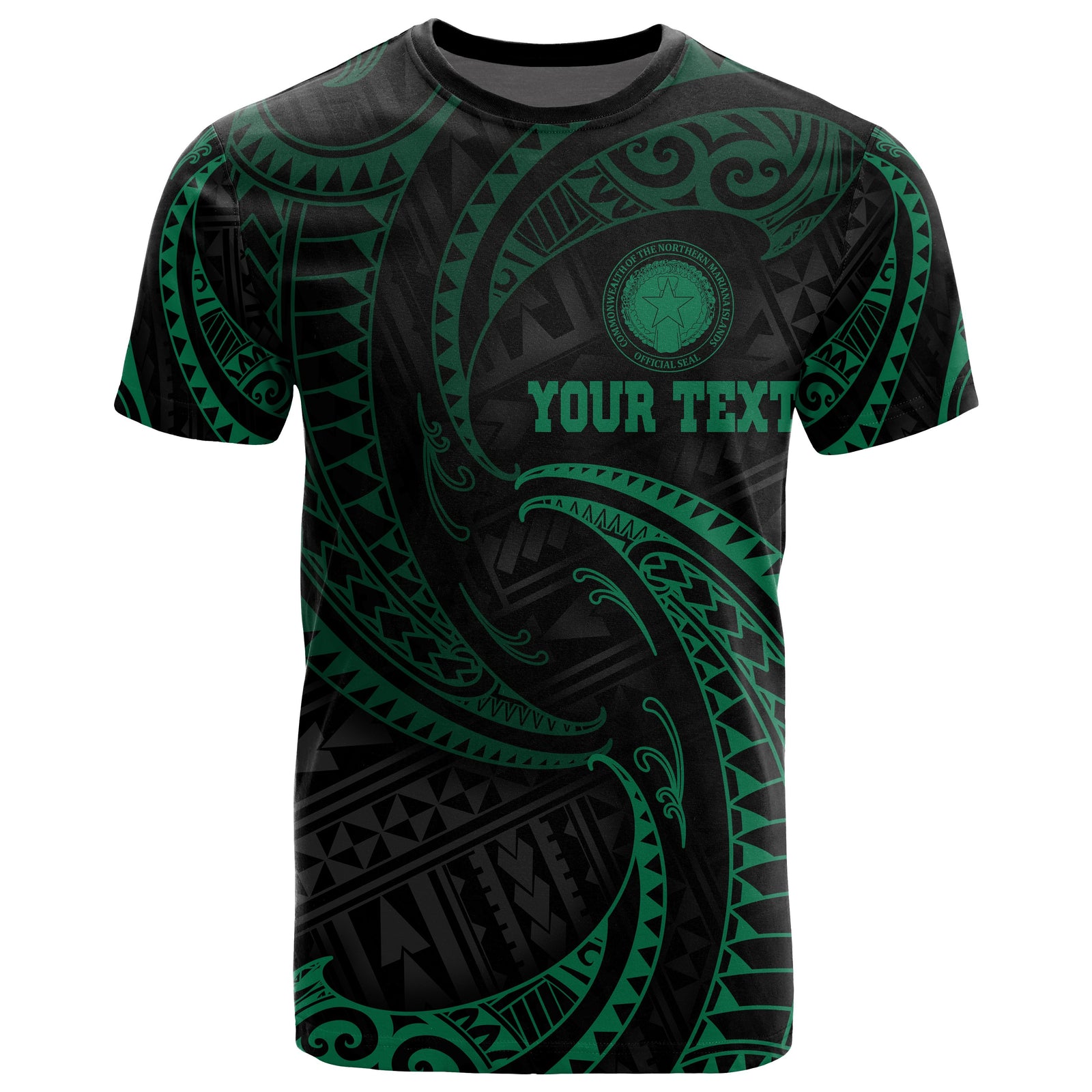 Northern Mariana Islands Polynesian Custom T Shirt Green Tribal Wave Unisex Green - Polynesian Pride
