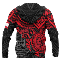 Tahiti Polynesian Hoodie (Zip up) Red Turtle - Polynesian Pride