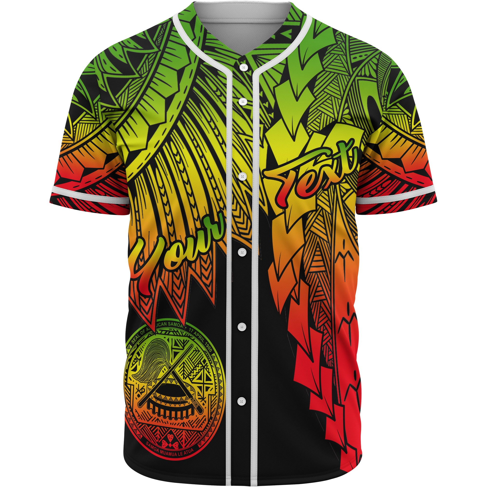 American Samoa Polynesian Custom Personalised Baseball Shirt - Tribal Wave Tattoo Reggae Unisex Reggae - Polynesian Pride