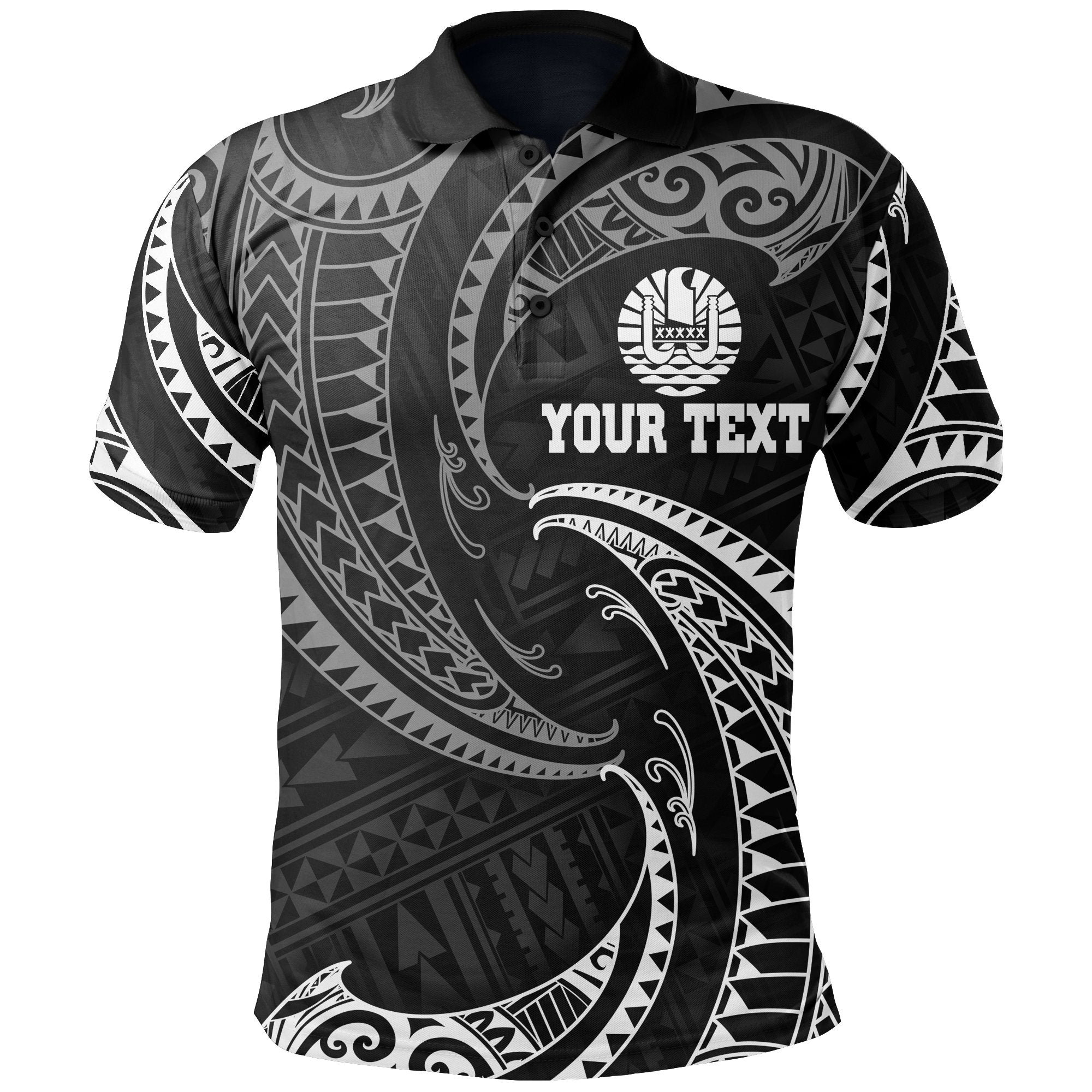 Tahiti Polynesian Custom Polo Shirt White Tribal Wave Unisex White - Polynesian Pride