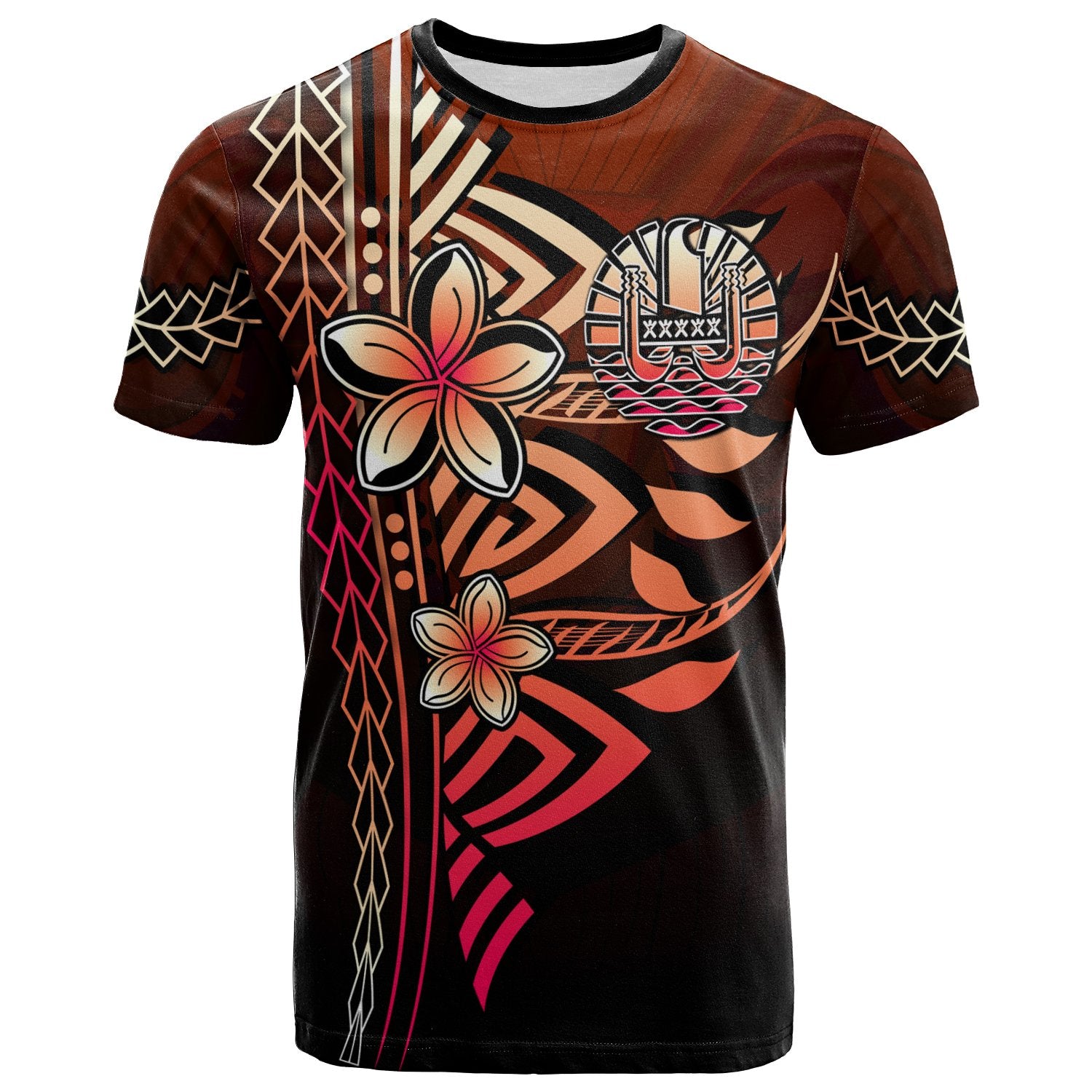 Tahiti Polynesian T Shirt Red Vintage Tribal Mountain Unisex Red - Polynesian Pride