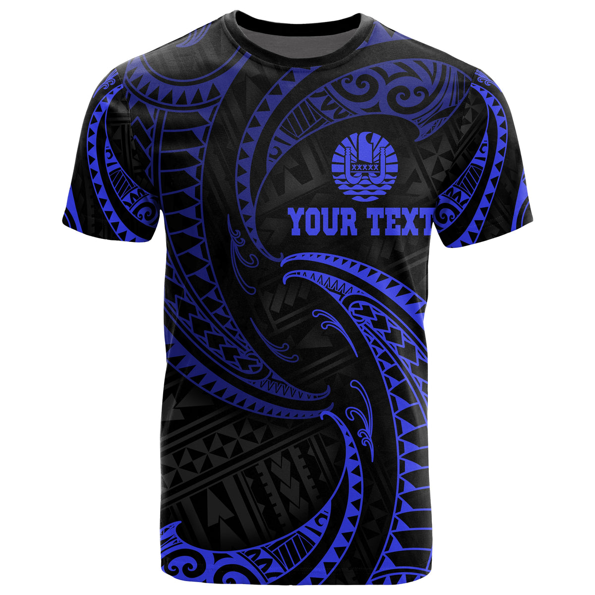 Tahiti Polynesian Custom T Shirt Blue Tribal Wave Unisex Blue - Polynesian Pride