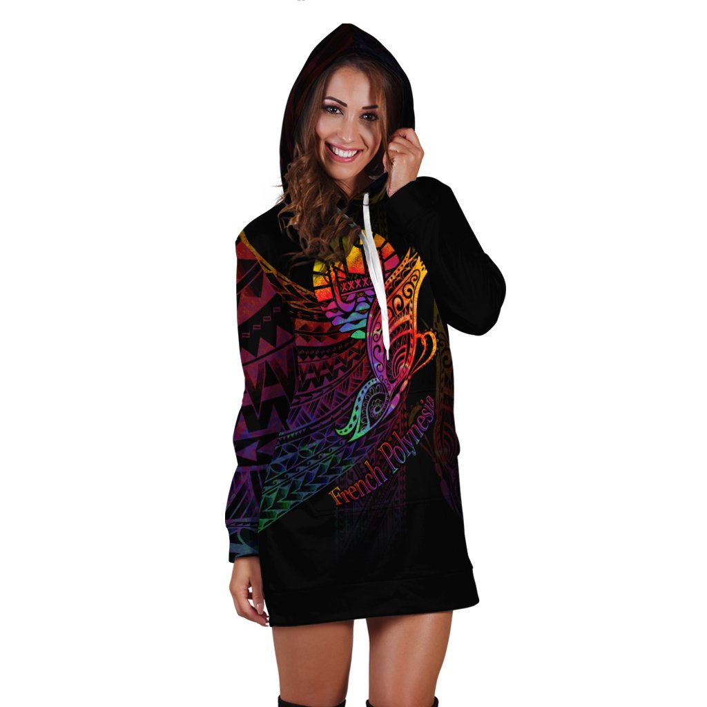 French Polynesia Hoodie Dress - Butterfly Polynesian Style - Polynesian Pride