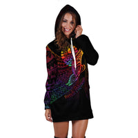 French Polynesia Hoodie Dress - Butterfly Polynesian Style - Polynesian Pride
