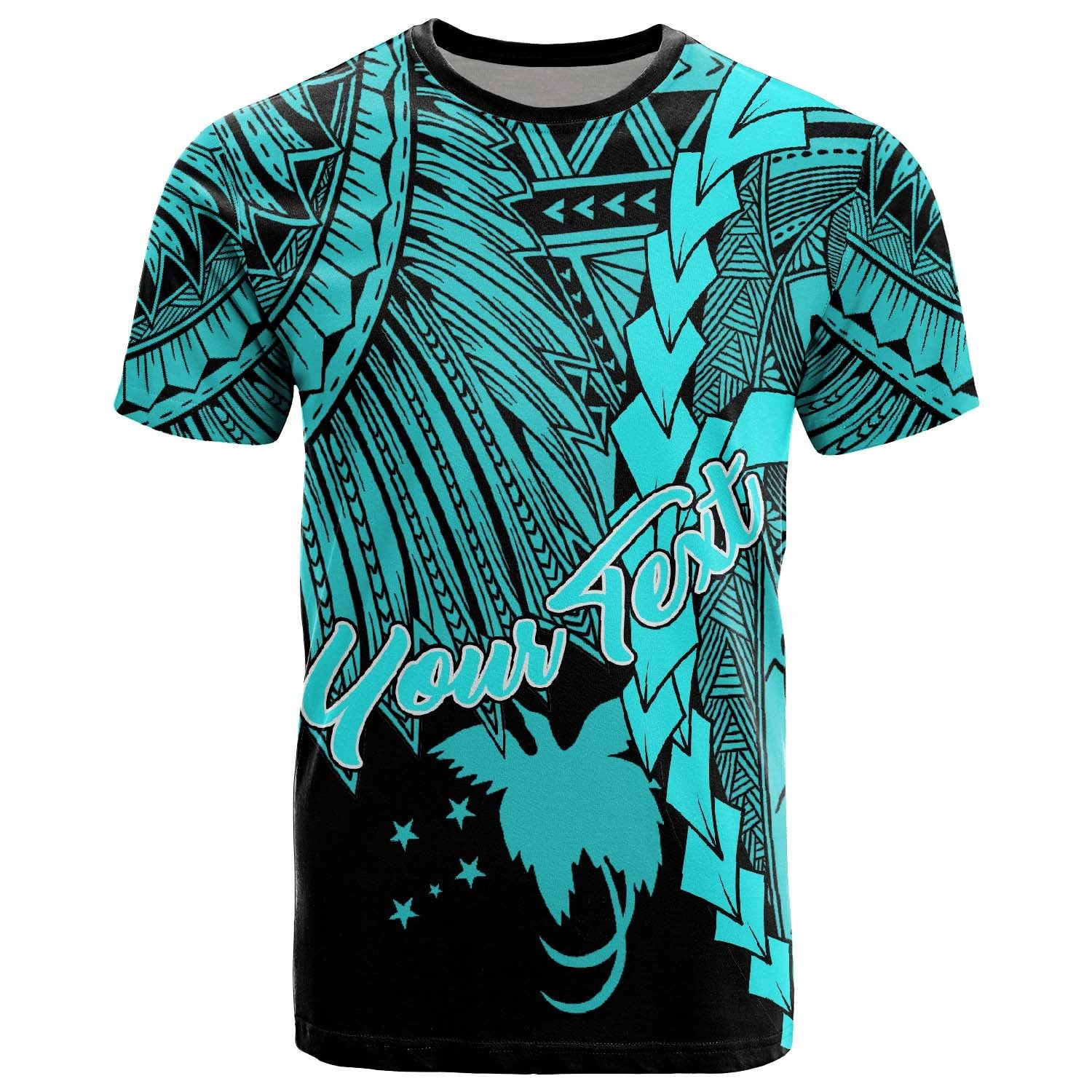 Papua New Guinea Polynesian Custom T Shirt Tribal Wave Tattoo Neon Blue Unisex Neon Blue - Polynesian Pride