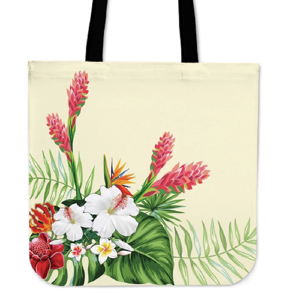 Wonderful Hibiscus Flower Tote Bag Tote Bag One Size White - Polynesian Pride