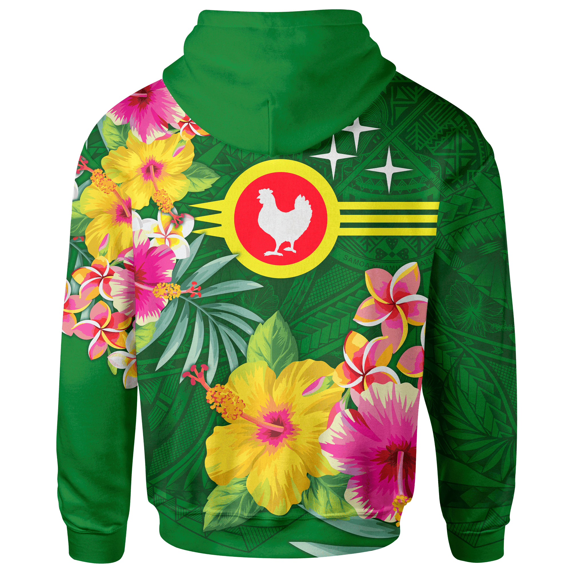 American Samoa Zip up Hoodie Manuatele Hibiscus Flag Unisex Green - Polynesian Pride