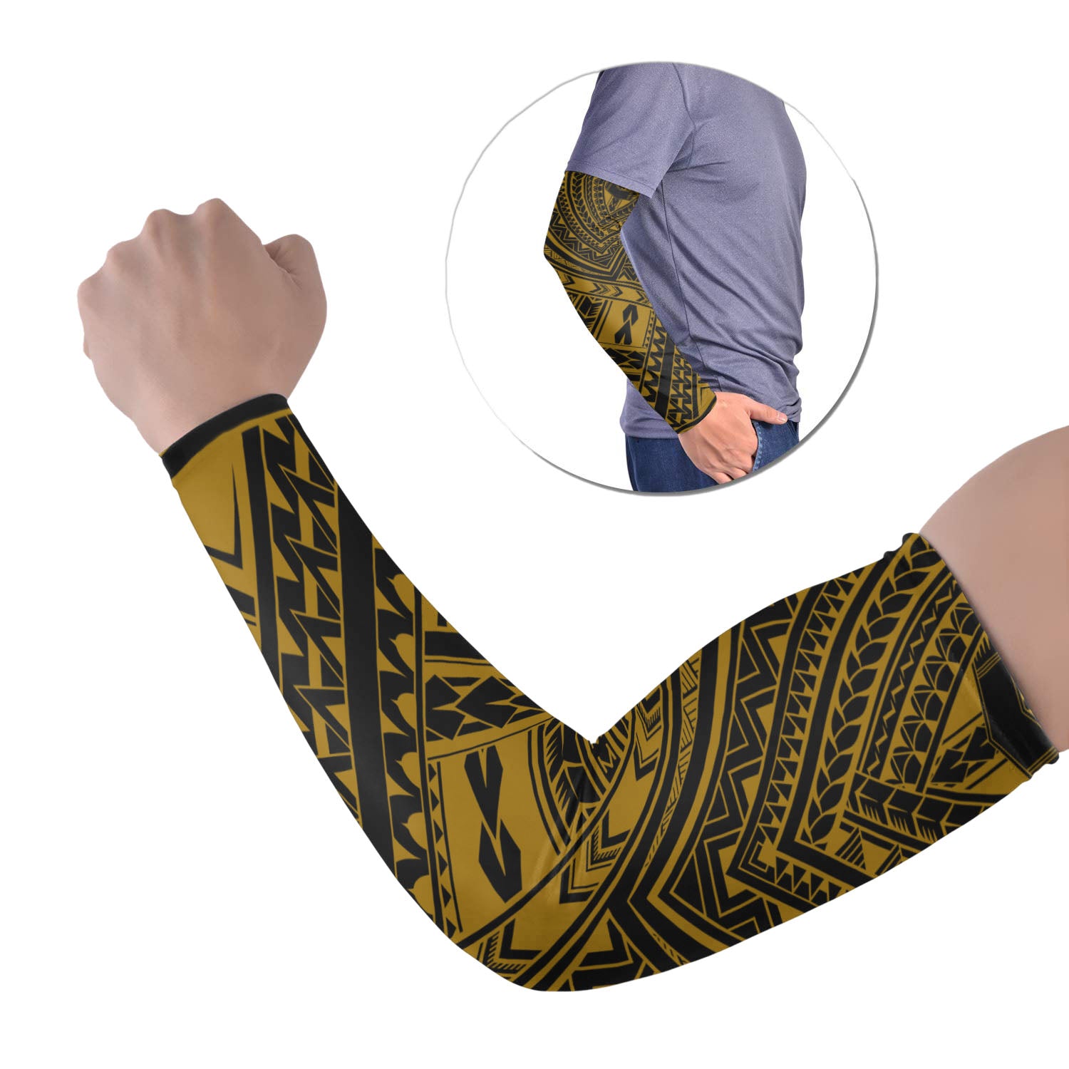 Polynesian Tribal Tattoo Arm Sleeve 43 (Set of Two) Colorful No.30 LT6 Set of 2 Gold - Polynesian Pride